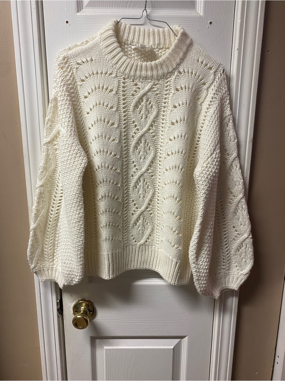 Line & Dot Cream Cable Knit Crewneck Sweater